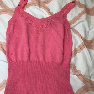 Pink crop top, shrug, and scarf